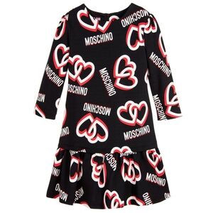 Moschino • Girls Logo Hearts Black Dress